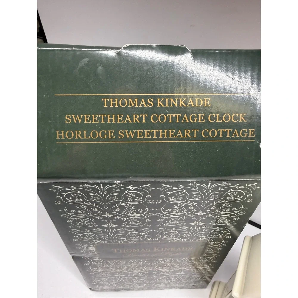 Thomas Kinkade Sweetheart Cottage Mantel Clock Painter of Light Cream Gold Tone